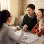 young happy couple finance
